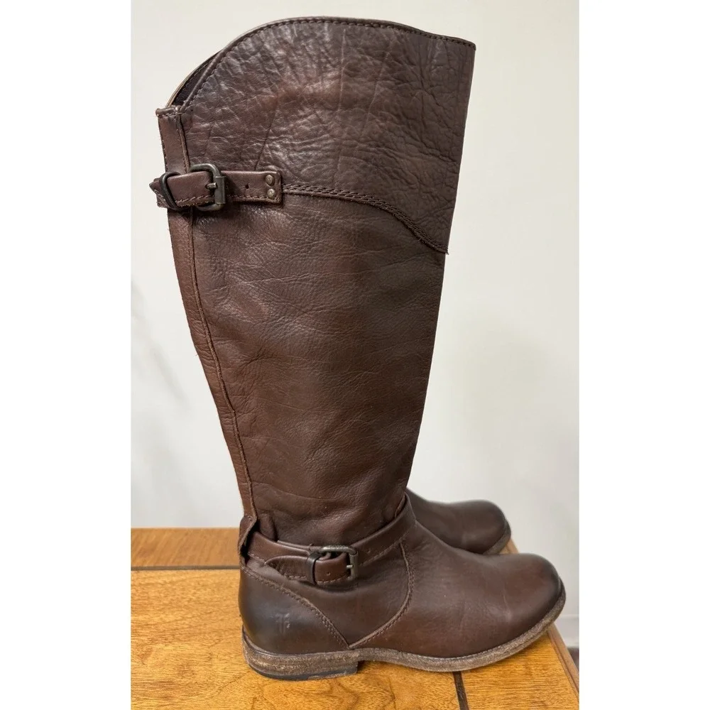 FRYE Women's 8 B Phillip Riding‎ EQUESTRIAN Leather Knee High Riding Boots